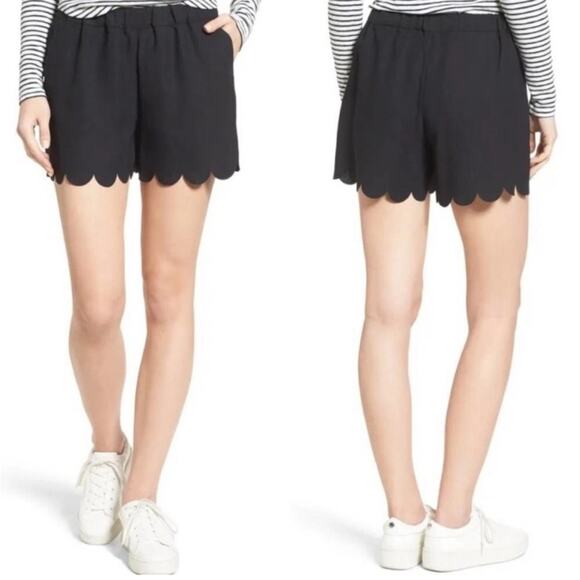 Madewell Scalloped Hem Pull On Shorts Black - Picture 3 of 11